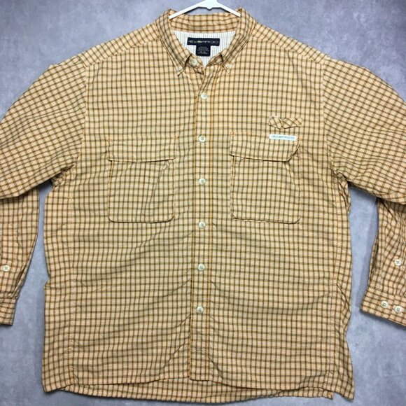 Exofficio Mens Long Sleeve Vented Shirt size XL Orange Plaid Button Up Pockets - Picture 3 of 16